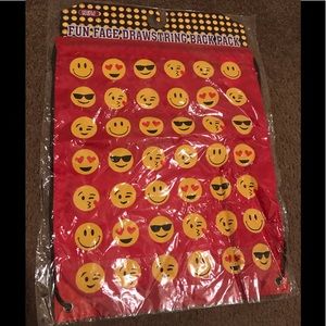 NWT Emoji Draw String Backpack